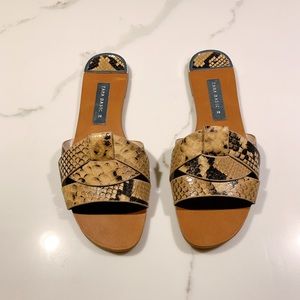 Zara Snakeskin Cross Leather Slides